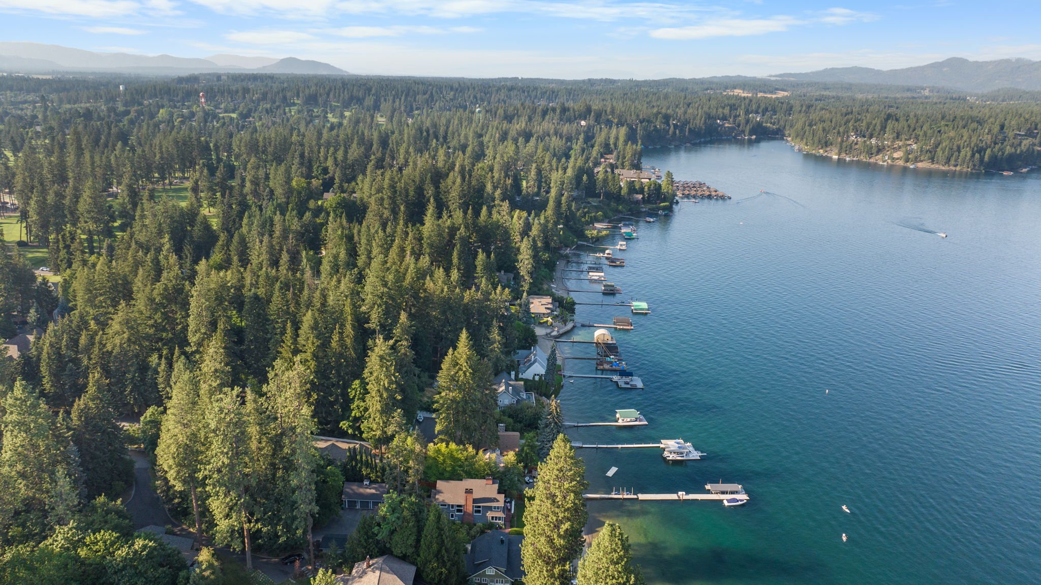 Hayden Lake fairways and shoreline