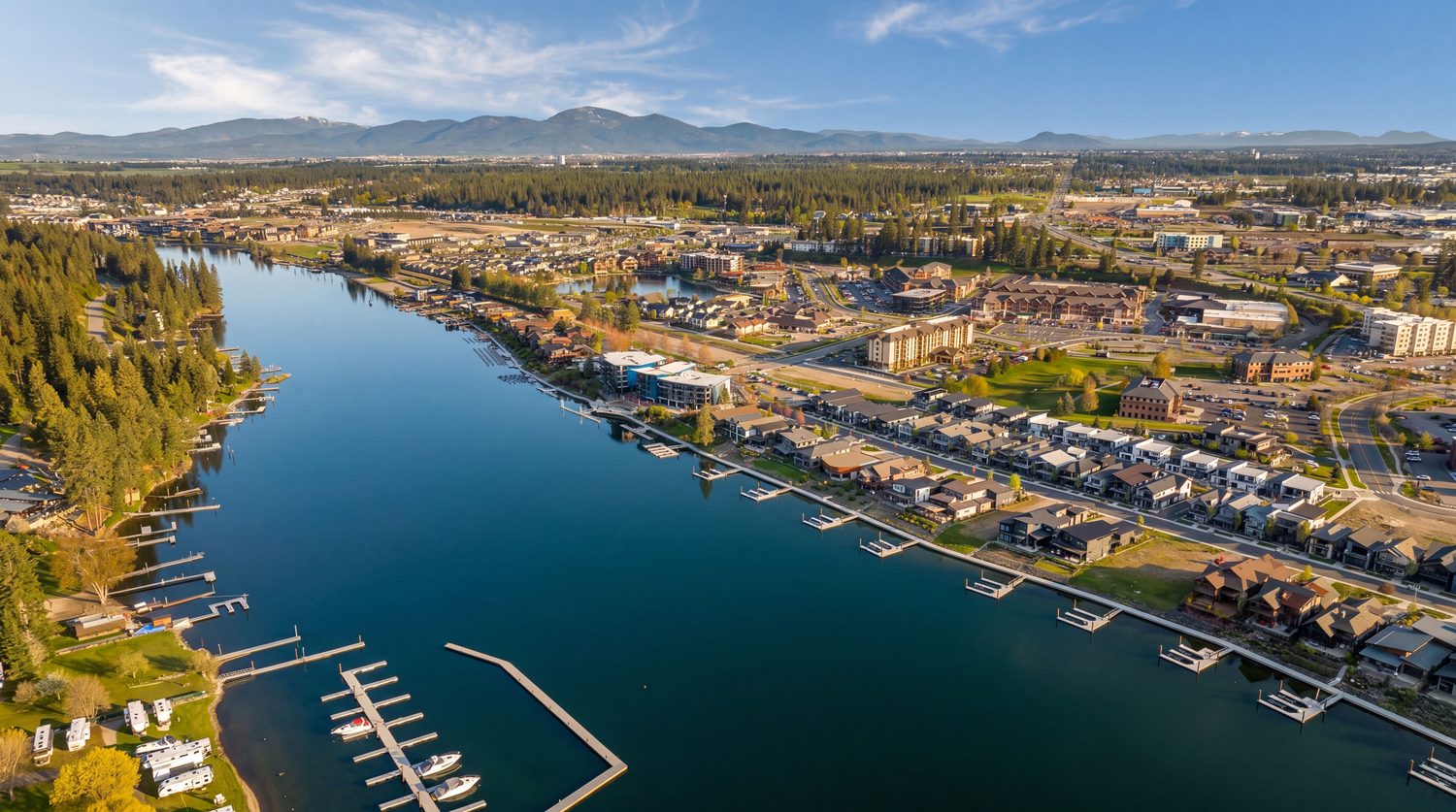 Riverstone waterfront community along the Spokane River, Coeur d'Alene